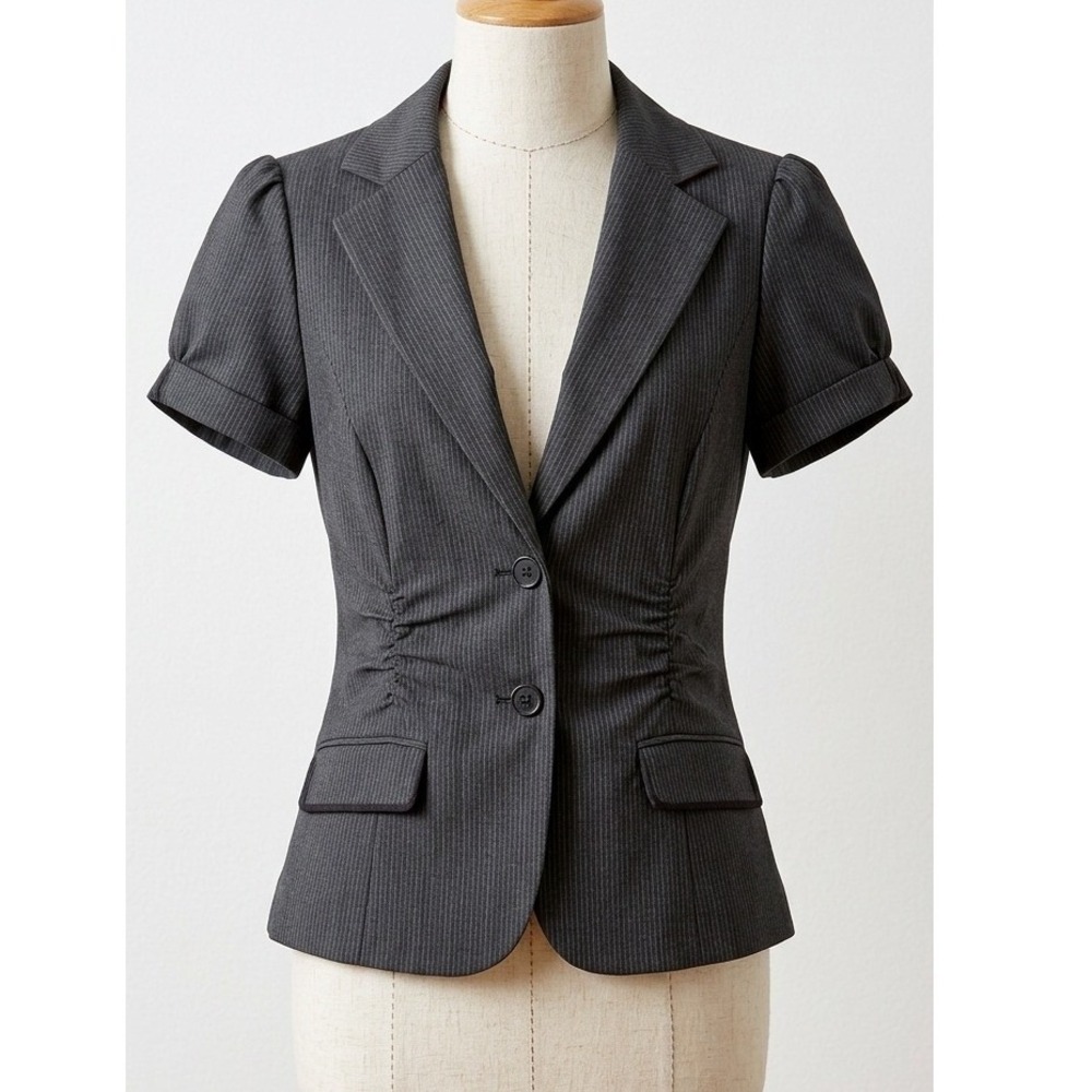 Y2k Maurices Black Fitted Ruched Blazer Office Siren‎ Alice Cullen Women's S